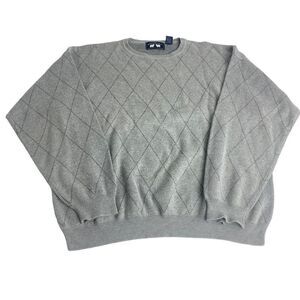 Vintage Woods & Gray Argyle Crewneck Sweater Mens XL Gray Casual Grandpa